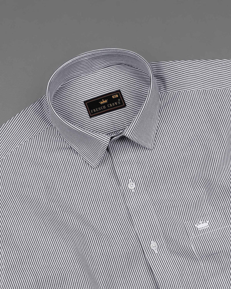 Fedora Gray and White Pin Striped Royal Oxford Shirt