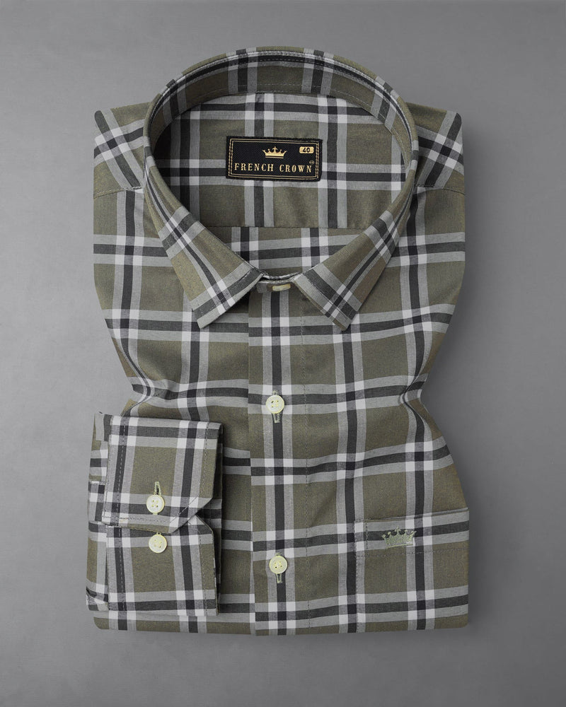 Rifle Green Plaid Premium Cotton shirt