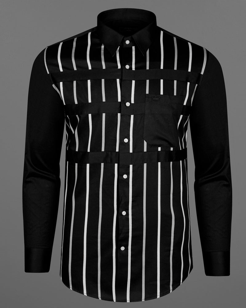 Jade Black With White Striped Designer Shirt