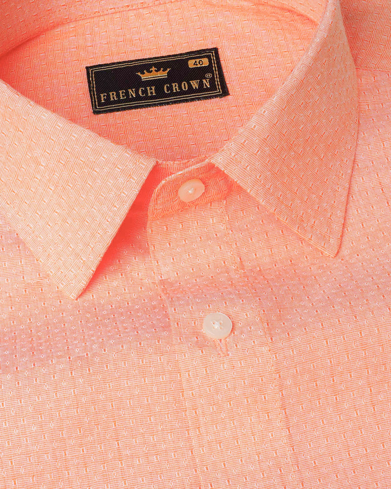 Geraldine Orange Dobby Textured Premium Giza Cotton Shirt