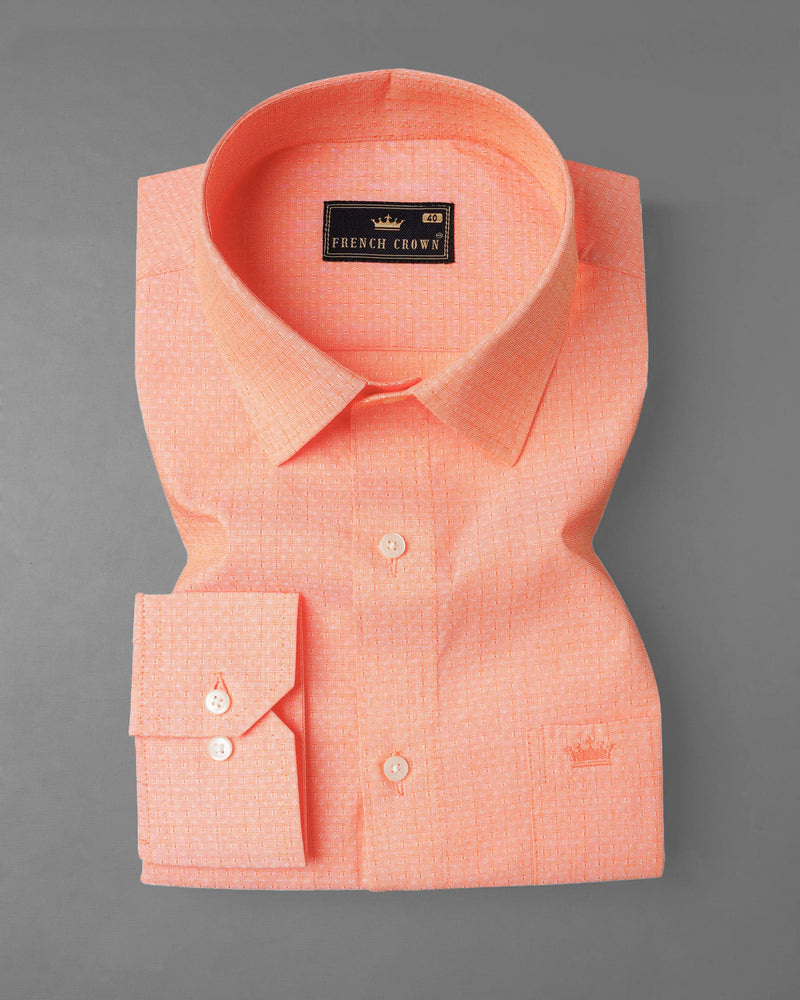 Geraldine Orange Dobby Textured Premium Giza Cotton Shirt