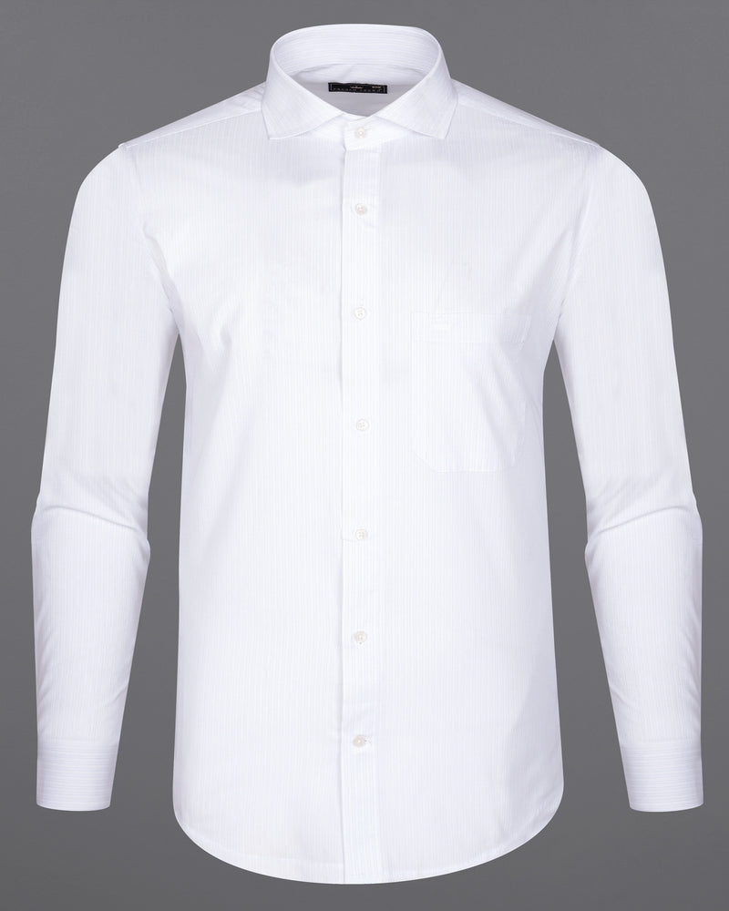 Bright White With Pin Striped Premium Cotton Shirt