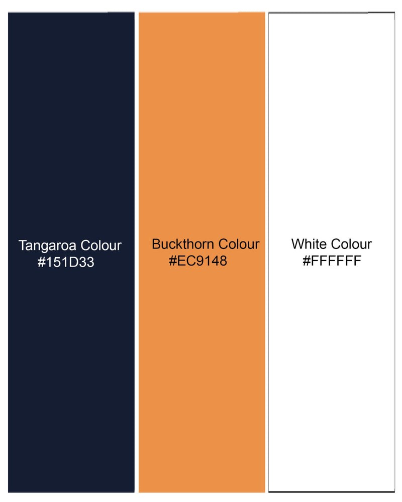 Off White with Tangaroa Blue Plaid Luxurious Linen Shirt