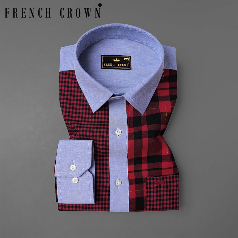 Vivid Red Twill Checkered Premium Cotton Designer Shirt