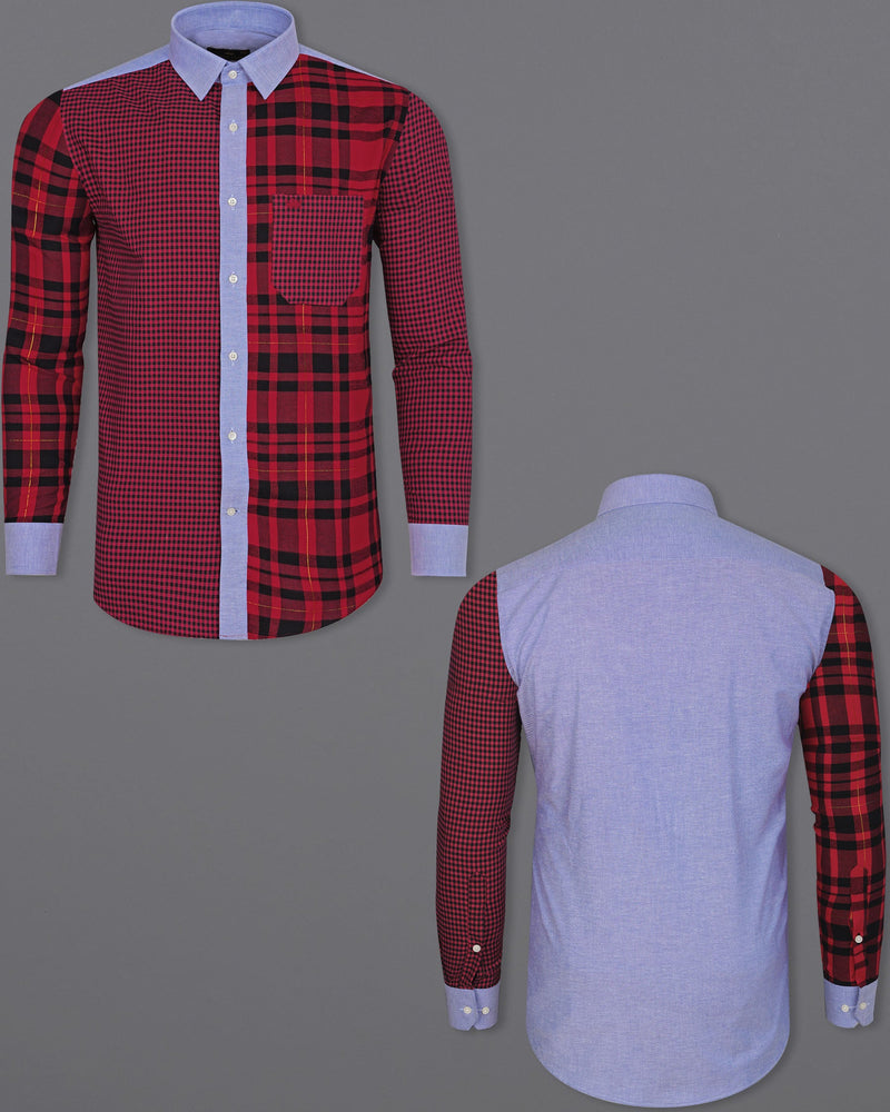 Vivid Red Twill Checkered Premium Cotton Designer Shirt