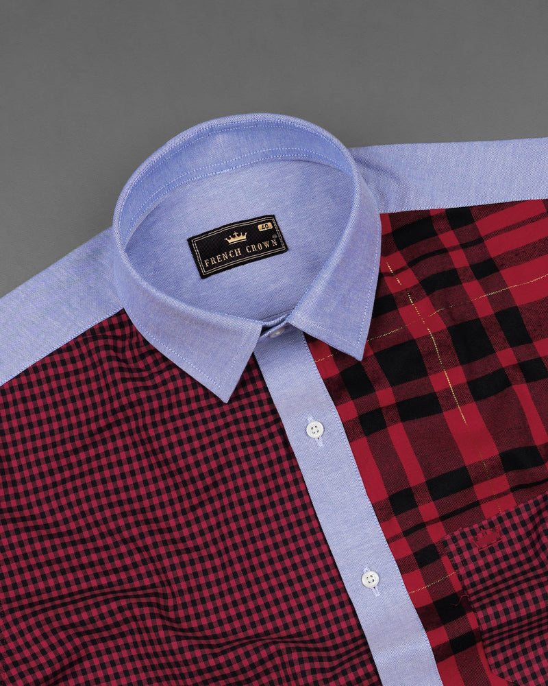 Vivid Red Twill Checkered Premium Cotton Designer Shirt