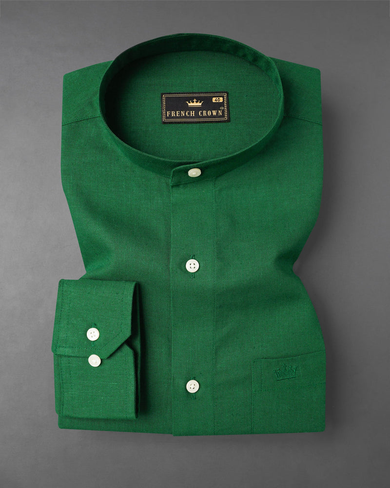 Crusoe Green Luxurious Linen Shirt