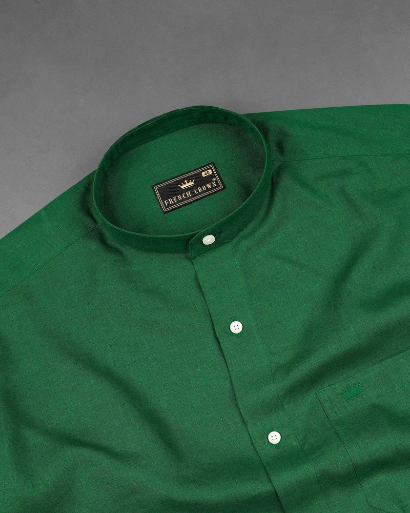 Crusoe Green Luxurious Linen Shirt