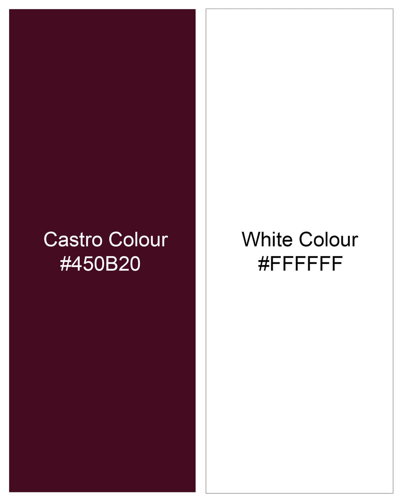 Castro Wine with White Flannel Premium Cotton Designer Shirt
