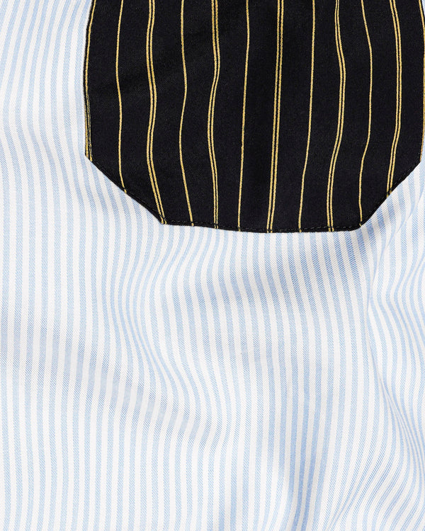Jet Stream Blue and Tacao Brown Striped Super Soft Premium Cotton Designer Shirt