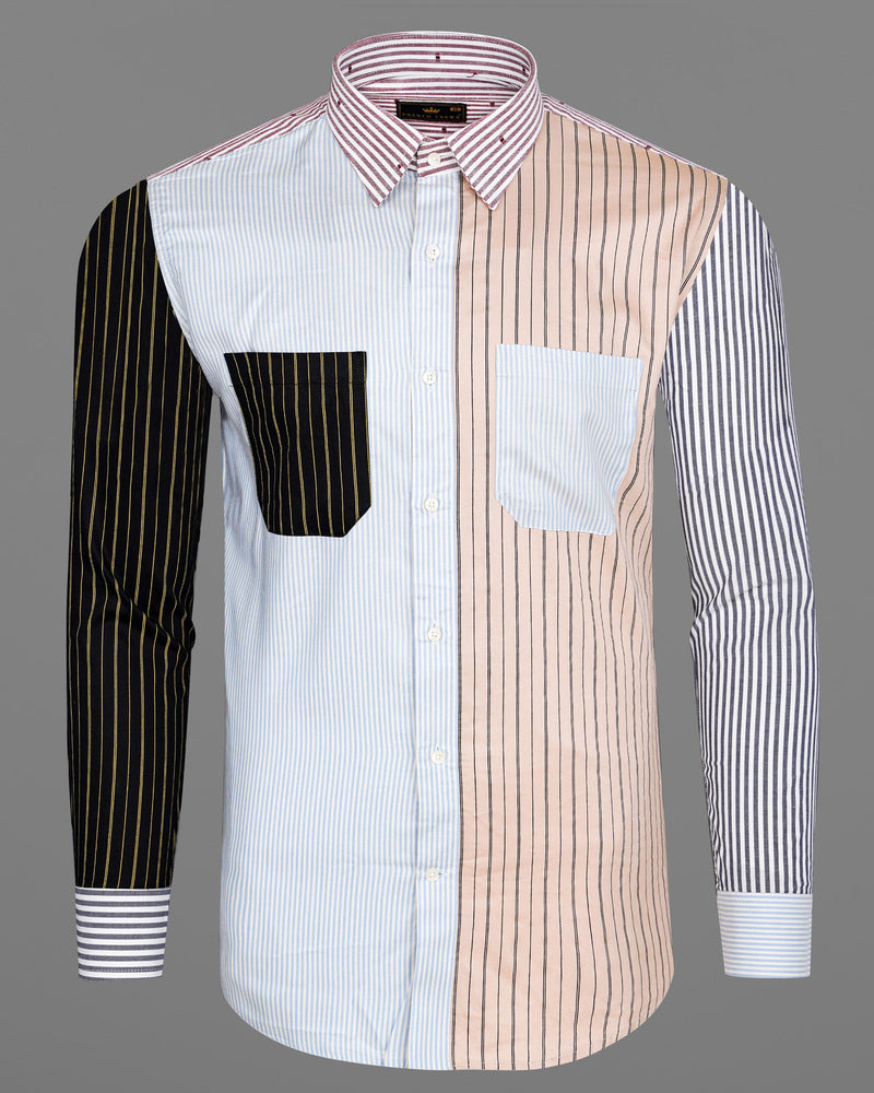 Jet Stream Blue and Tacao Brown Striped Super Soft Premium Cotton Designer Shirt