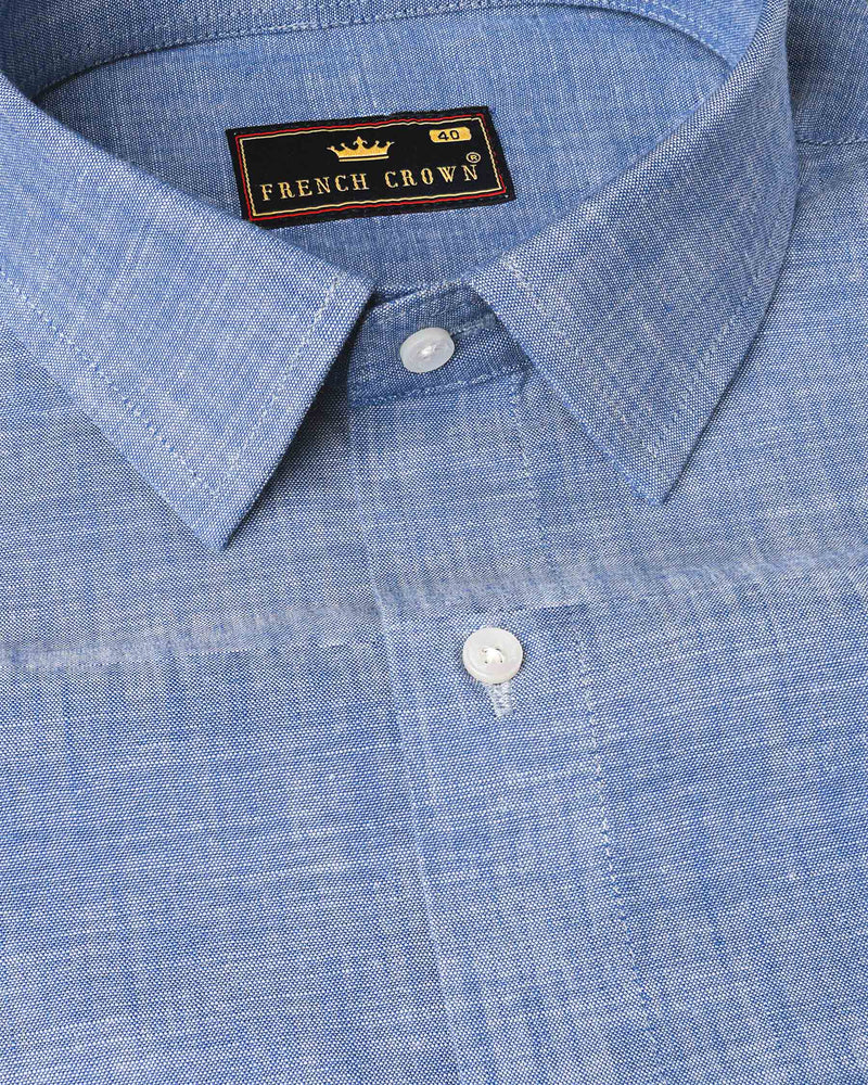 Nepal Blue Two Tone Chambray Premium Cotton Shirt