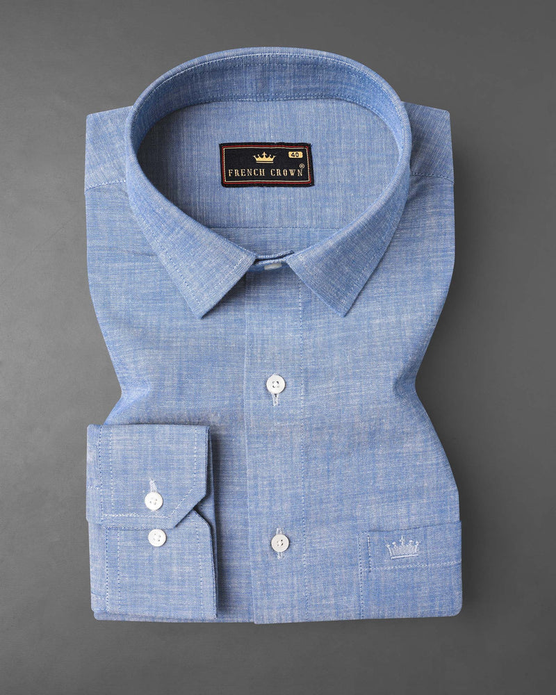 Nepal Blue Two Tone Chambray Premium Cotton Shirt