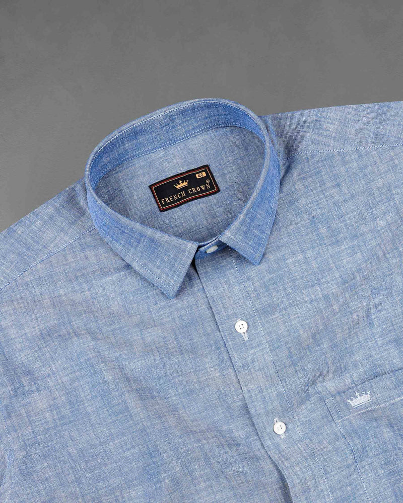 Nepal Blue Two Tone Chambray Premium Cotton Shirt