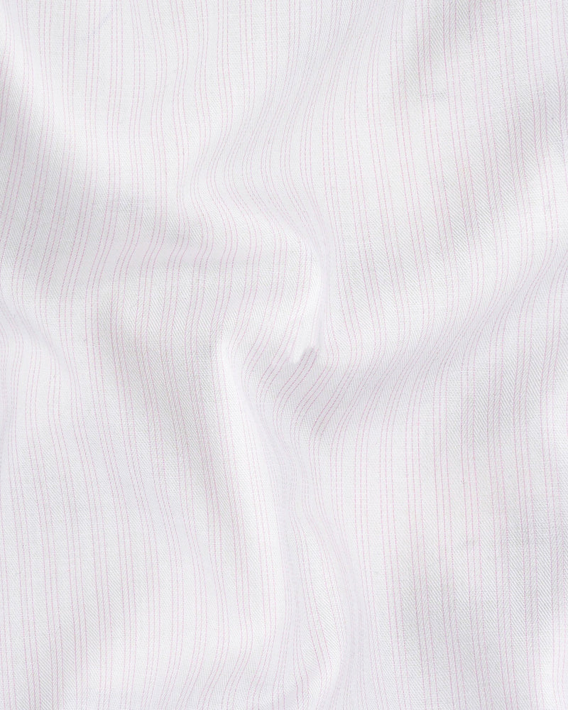 Bright White and Maverick Pink Twill Pinstriped Premium Cotton Shirt