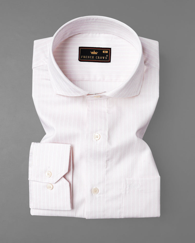 Bright White and Maverick Pink Twill Pinstriped Premium Cotton Shirt