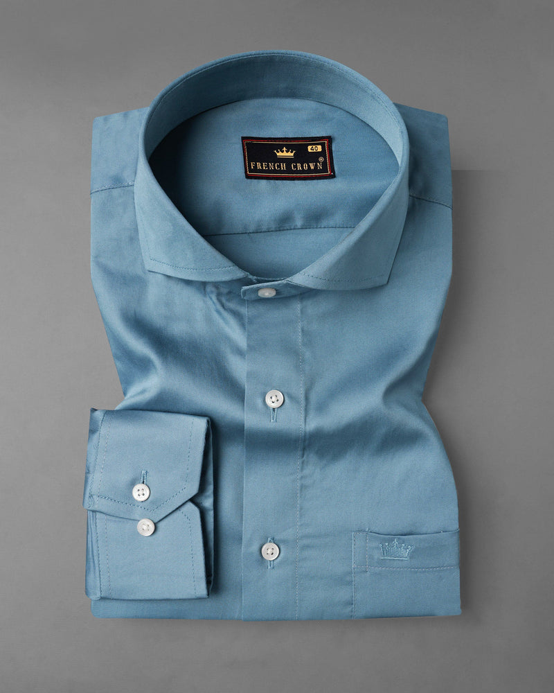 Bluish Cyan Blue Super Soft Premium Cotton Shirt