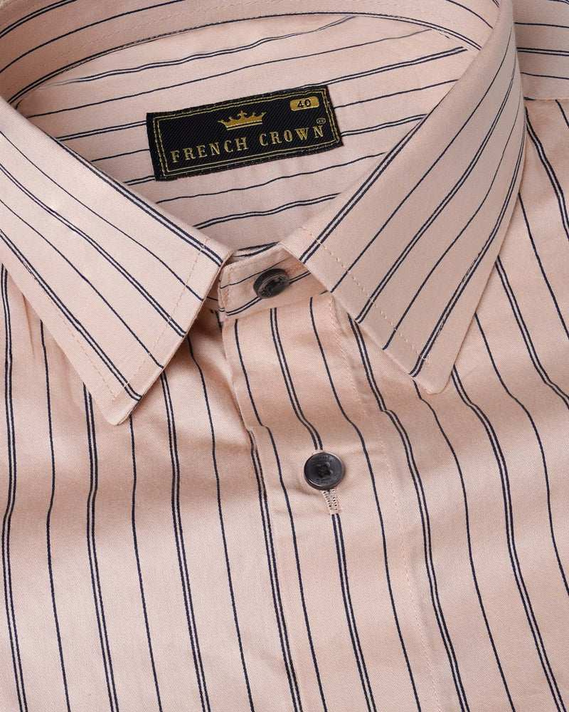 Timberwolf Brown with Black Striped Super Soft Premium Cotton Shirt