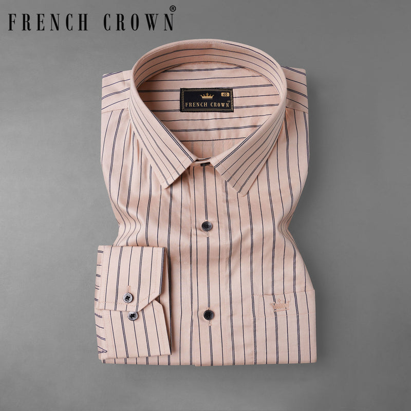 Timberwolf Brown with Black Striped Super Soft Premium Cotton Shirt