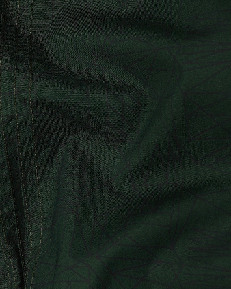 Seaweed Dark Green Snake Pleated Premium Cotton Tuxedo Shirt
