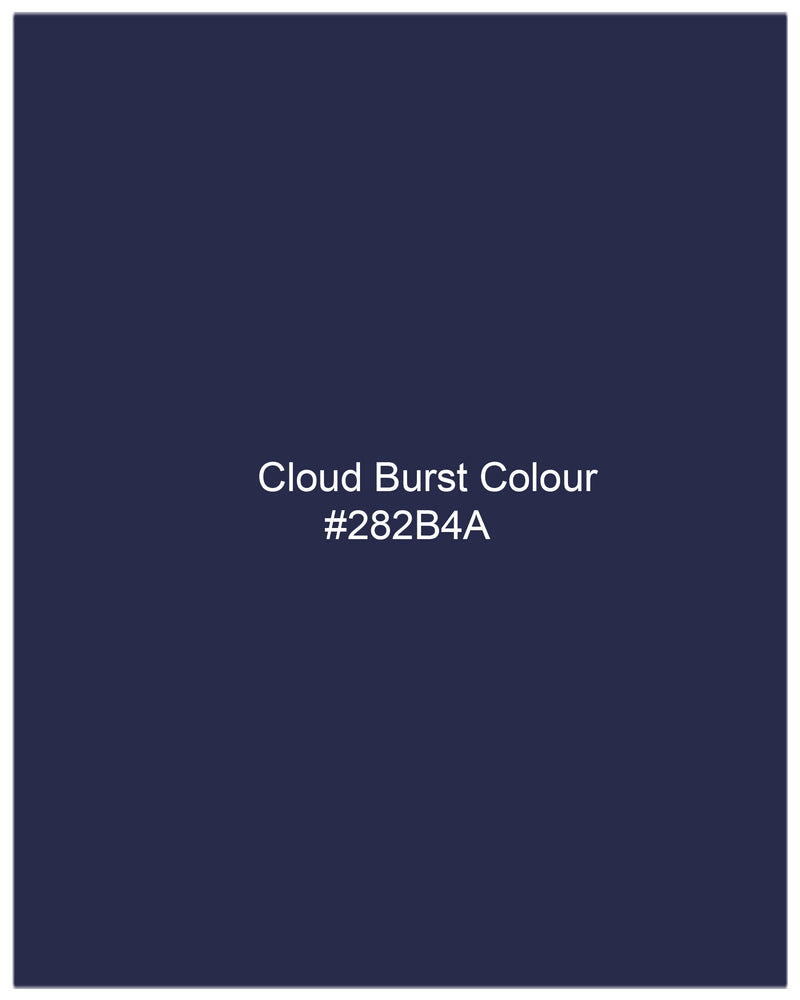 Cloud Burst Blue Striped Textured Premium Cotton Shirt