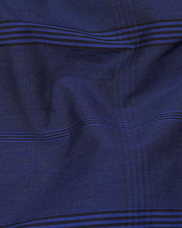 Cloud Burst Blue Striped Textured Premium Cotton Shirt