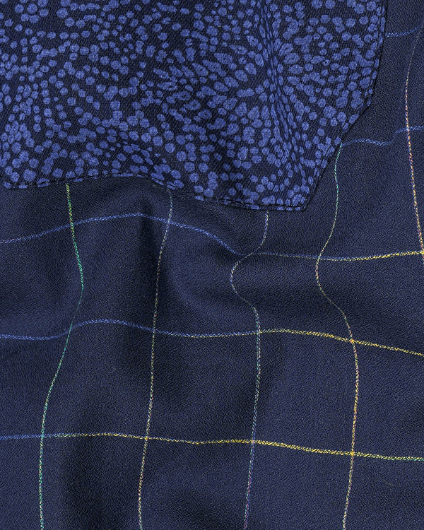 Licorice and Victoria Blue Plaid Dobby Textured Premium Giza Cotton Designer Shirt