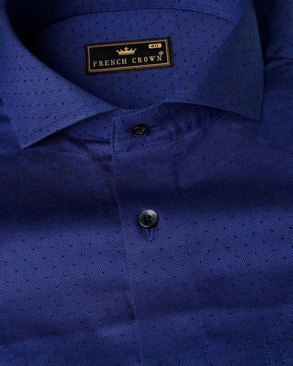 Sapphire Blue Dobby Textured Premium Giza Cotton Shirt