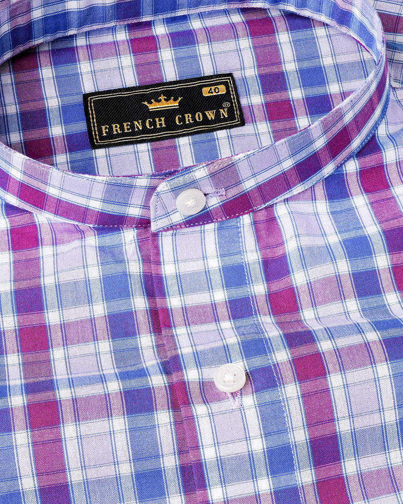 Fandango Purple and Cerulean Blue Plaid Premium Cotton Shirt