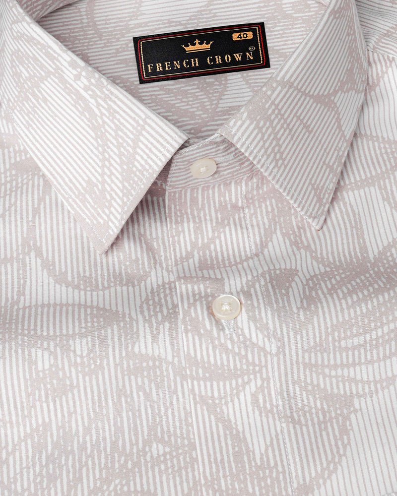 Pale Slate Brown and White Floral Printed Premium Cotton Shirt