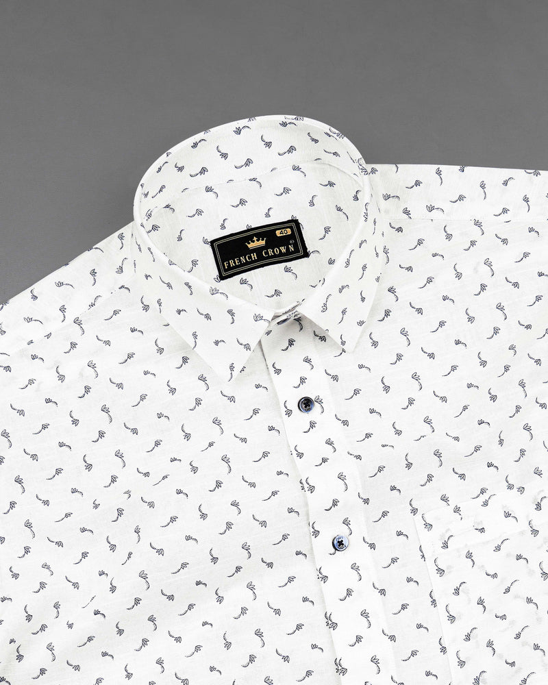 Bright White Printed Luxurious Linen Shirt