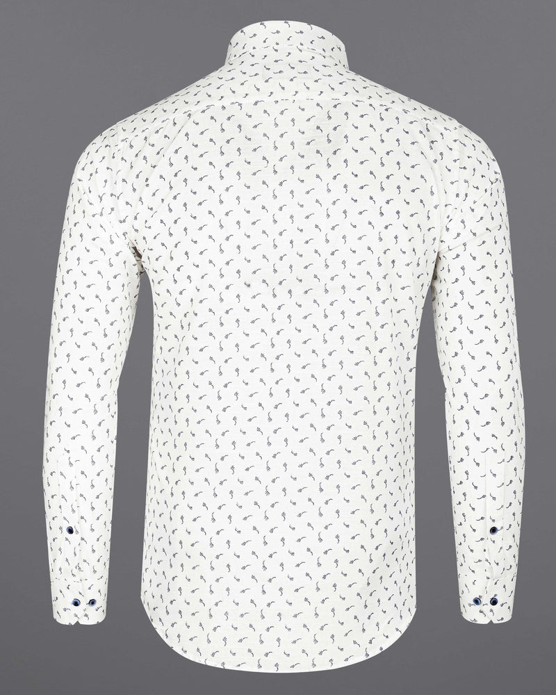 Bright White Printed Luxurious Linen Shirt