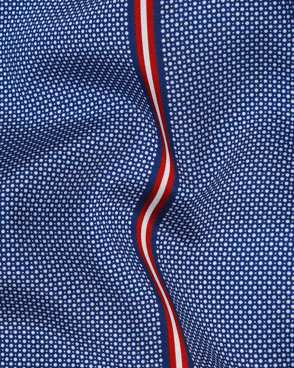 Downriver Blue with Sangria Red and White Polka Dots Super Soft Premium Cotton Shirt