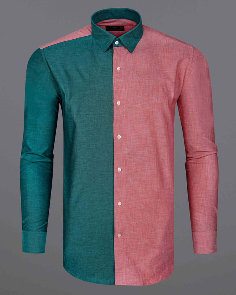 Sherpa Sea Blue and Cranberry Pink Royal Oxford Designer Shirt