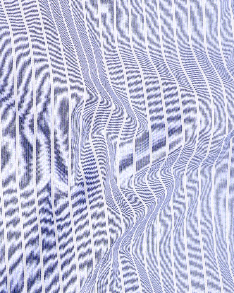 Cadet Blue With White Striped Premium Cotton Shirt