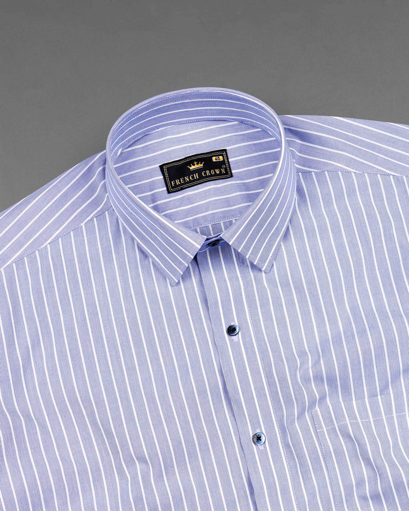 Cadet Blue With White Striped Premium Cotton Shirt