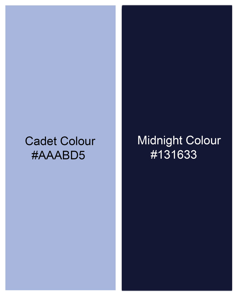 Cadet Blue and Midnight Navy Blue Twill Premium Cotton Designer Shirt