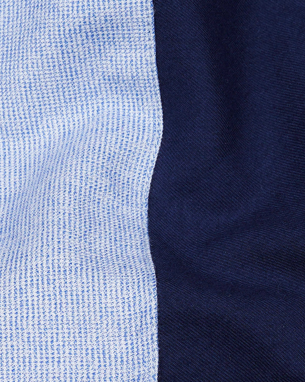 Cadet Blue and Midnight Navy Blue Twill Premium Cotton Designer Shirt