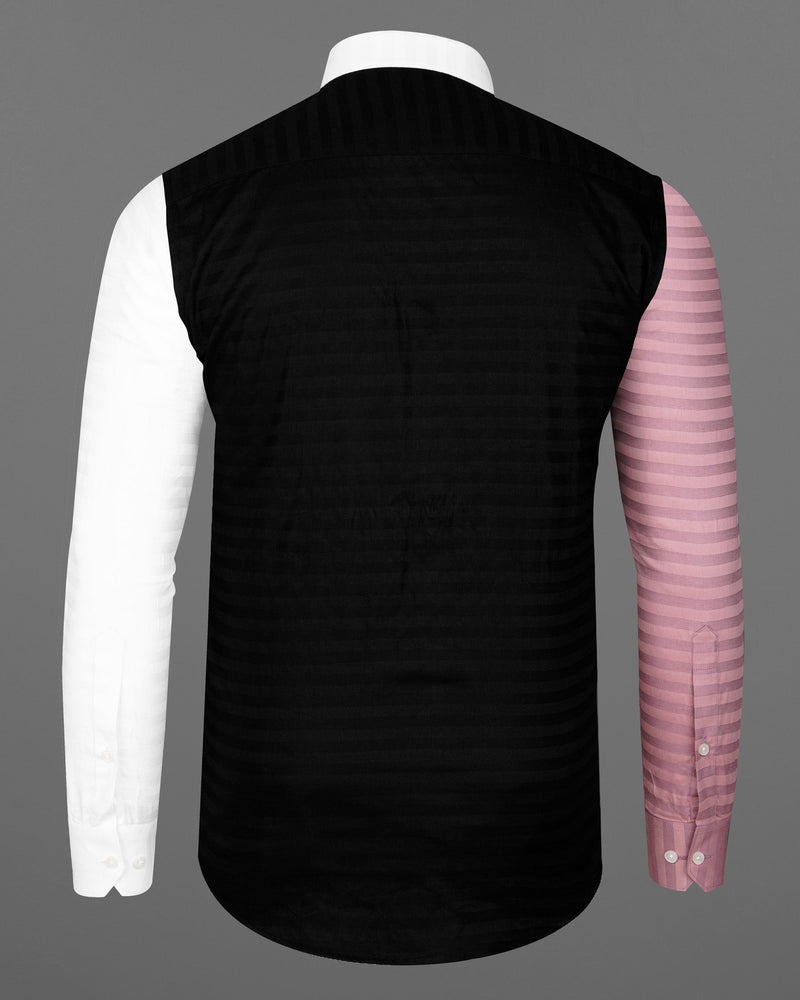 Oriental Pink Striped with Jade Black and White Super Soft Premium Cotton Designer Block Shirt