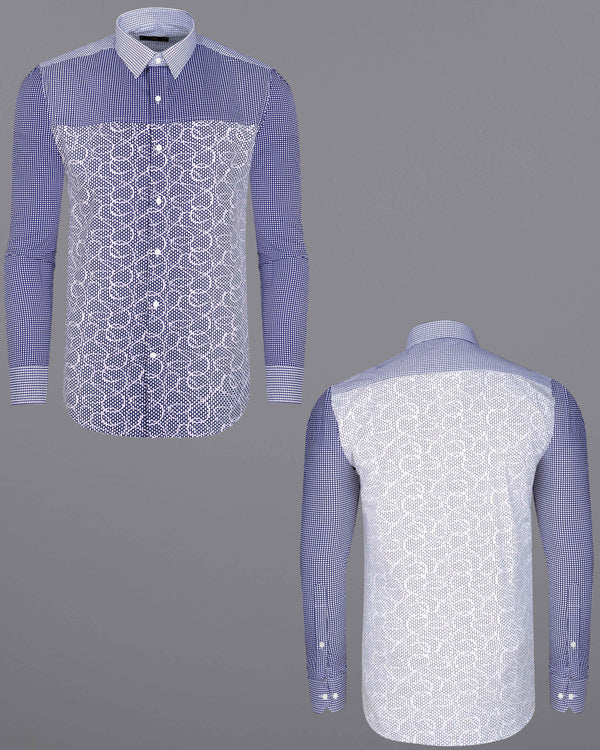 Meteorite Blue and White Premium Cotton Designer Block Shirt