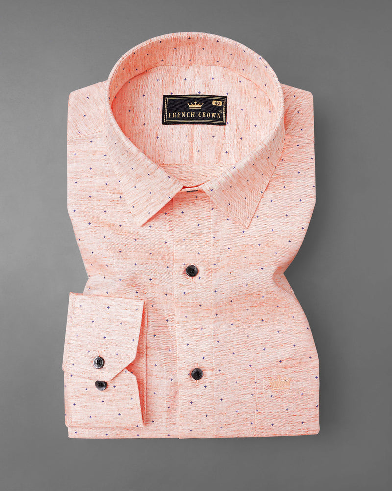 Pale Rose Peach with Gun Powder Blue Twill Premium Cotton Shirt