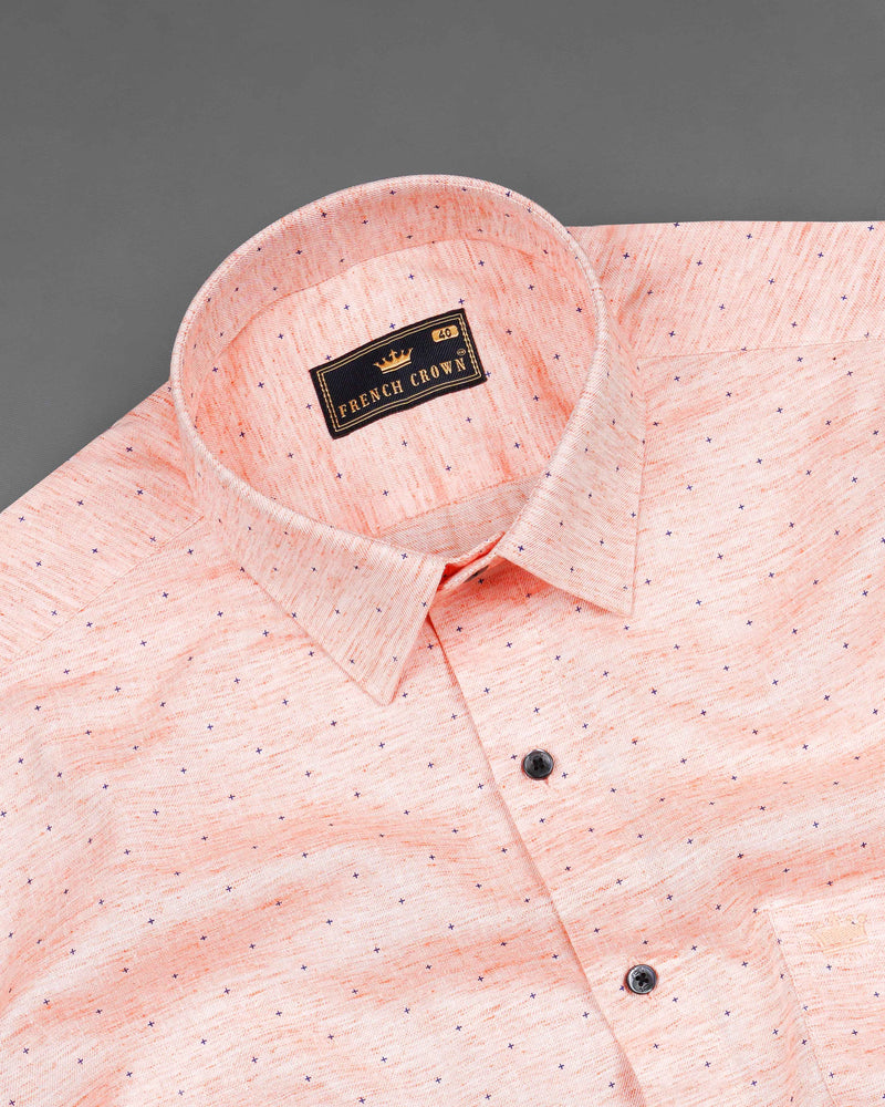 Pale Rose Peach with Gun Powder Blue Twill Premium Cotton Shirt