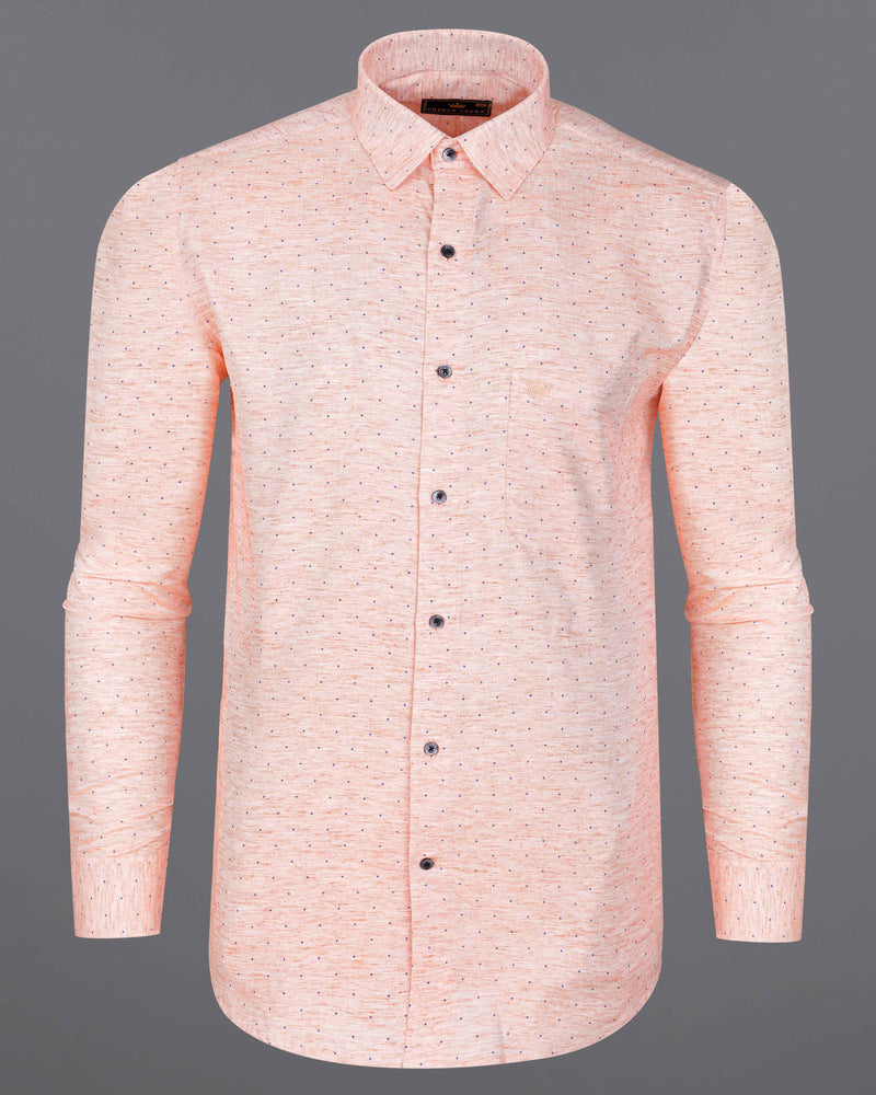 Pale Rose Peach with Gun Powder Blue Twill Premium Cotton Shirt