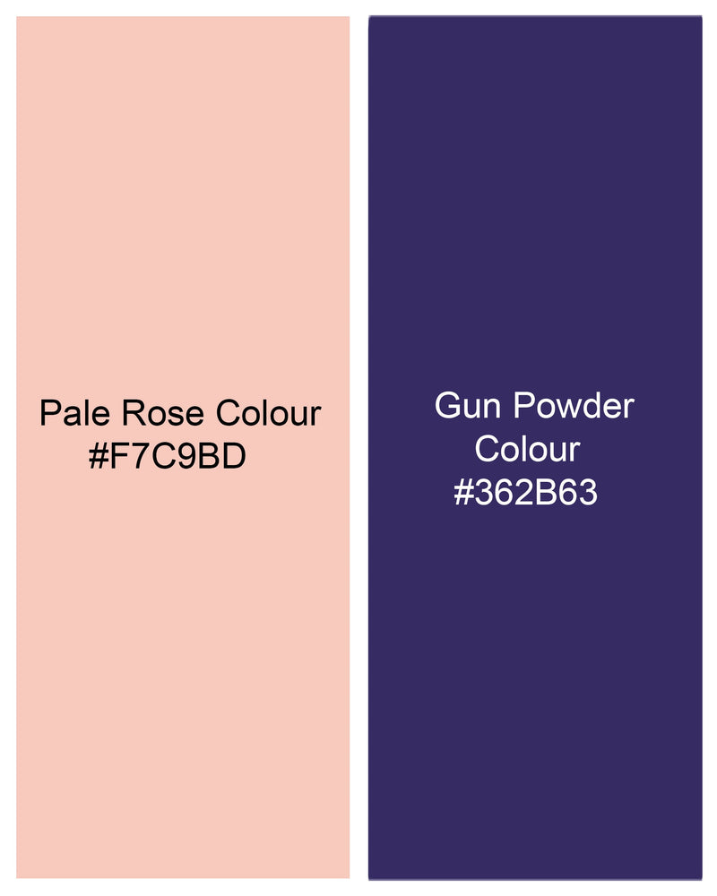 Pale Rose Peach with Gun Powder Blue Twill Premium Cotton Shirt