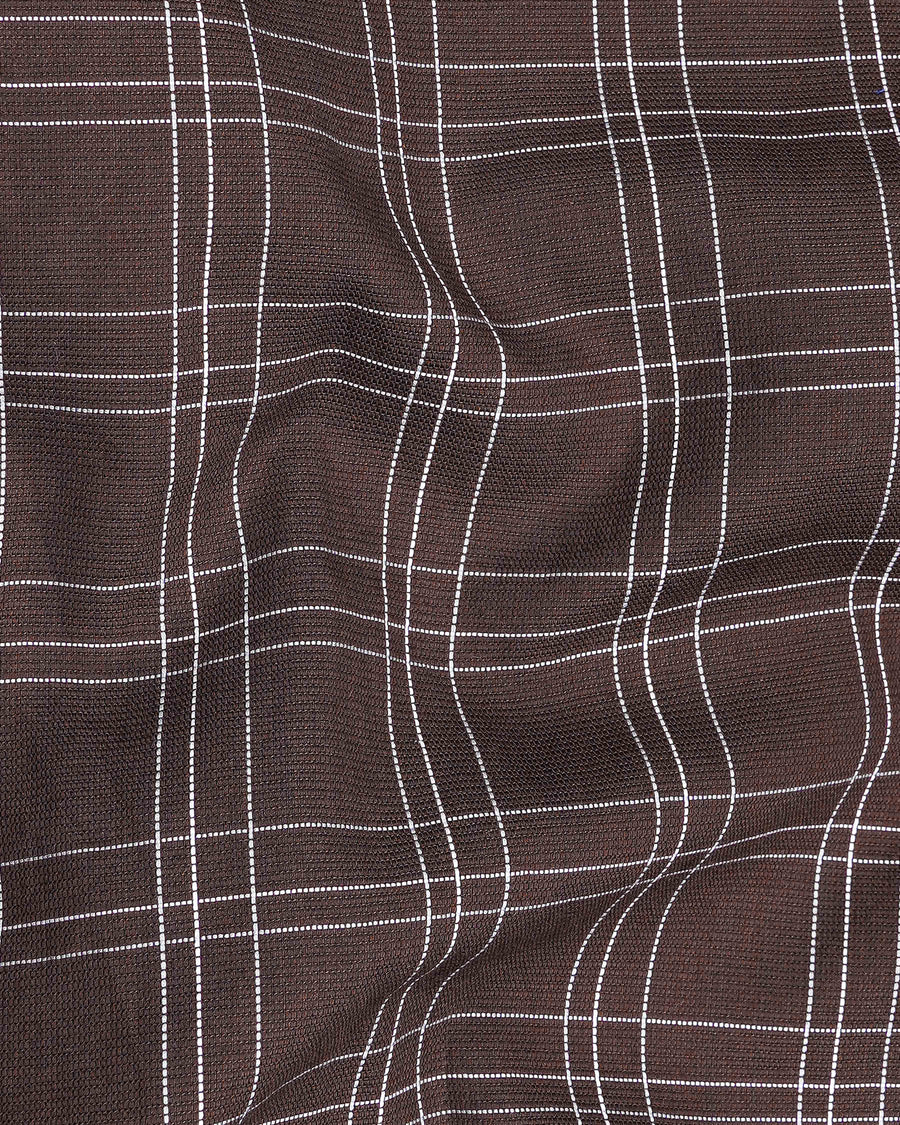 Matterhorn Brown with White Plaid Dobby Textured Premium Giza Cotton Shirt