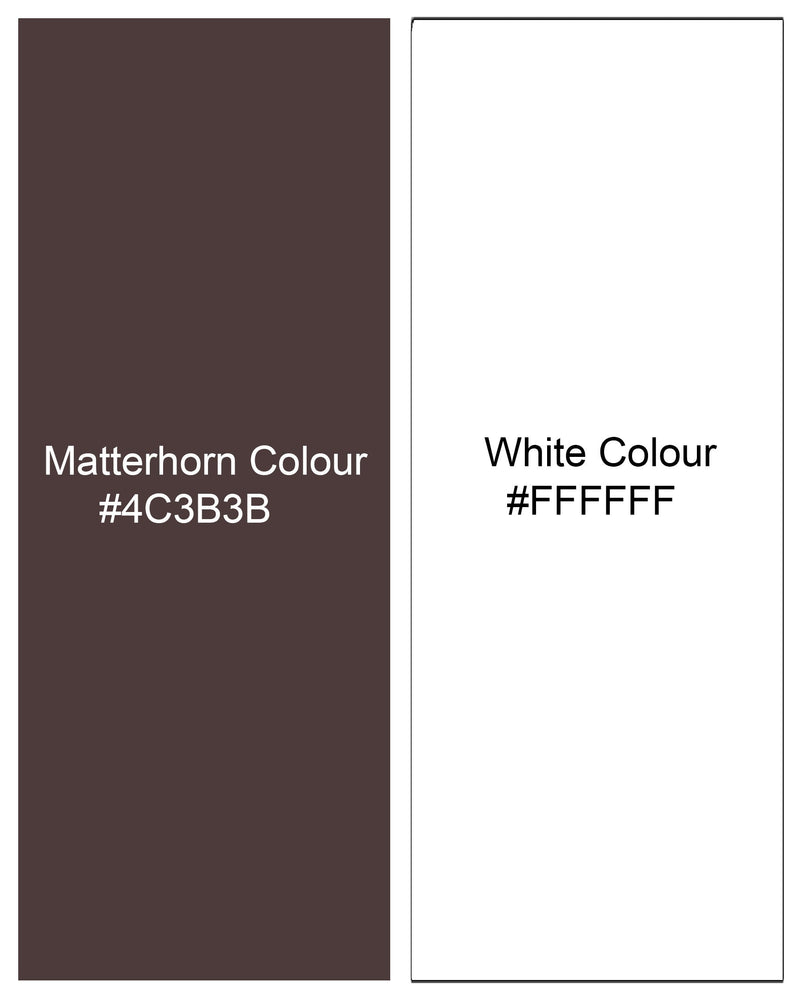 Matterhorn Brown with White Plaid Dobby Textured Premium Giza Cotton Shirt