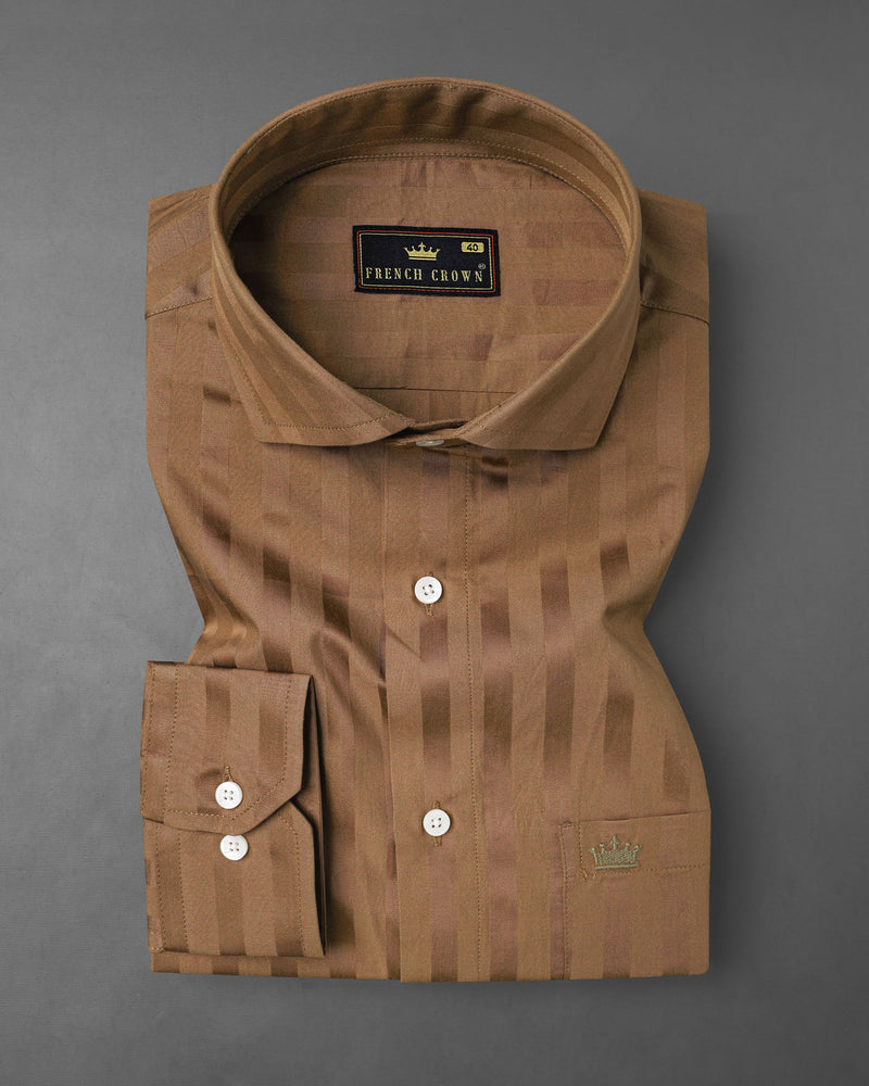Dark Taupe Brown With Brown Striped Super Soft Premium Cotton Shirt