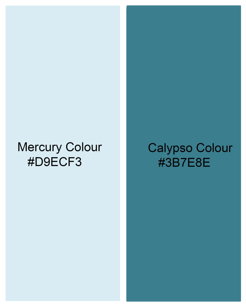 Mercury Blue Printed Luxurious Linen Shirt