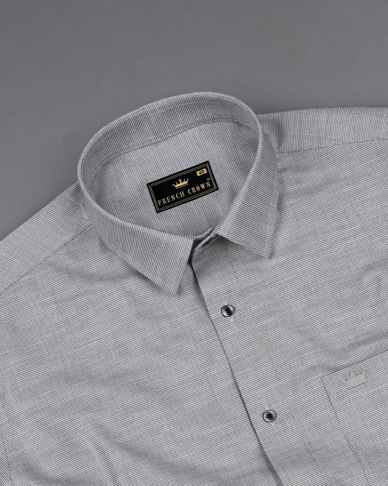 Metallic Gray with Black Premium Giza Cotton Chambray Shirt