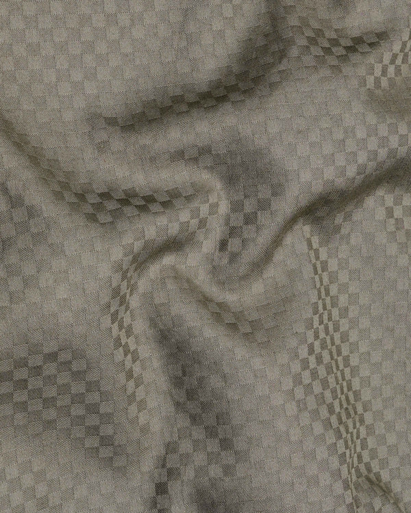 Concord Green Checked Dobby Textured Premium Giza Cotton Shirt